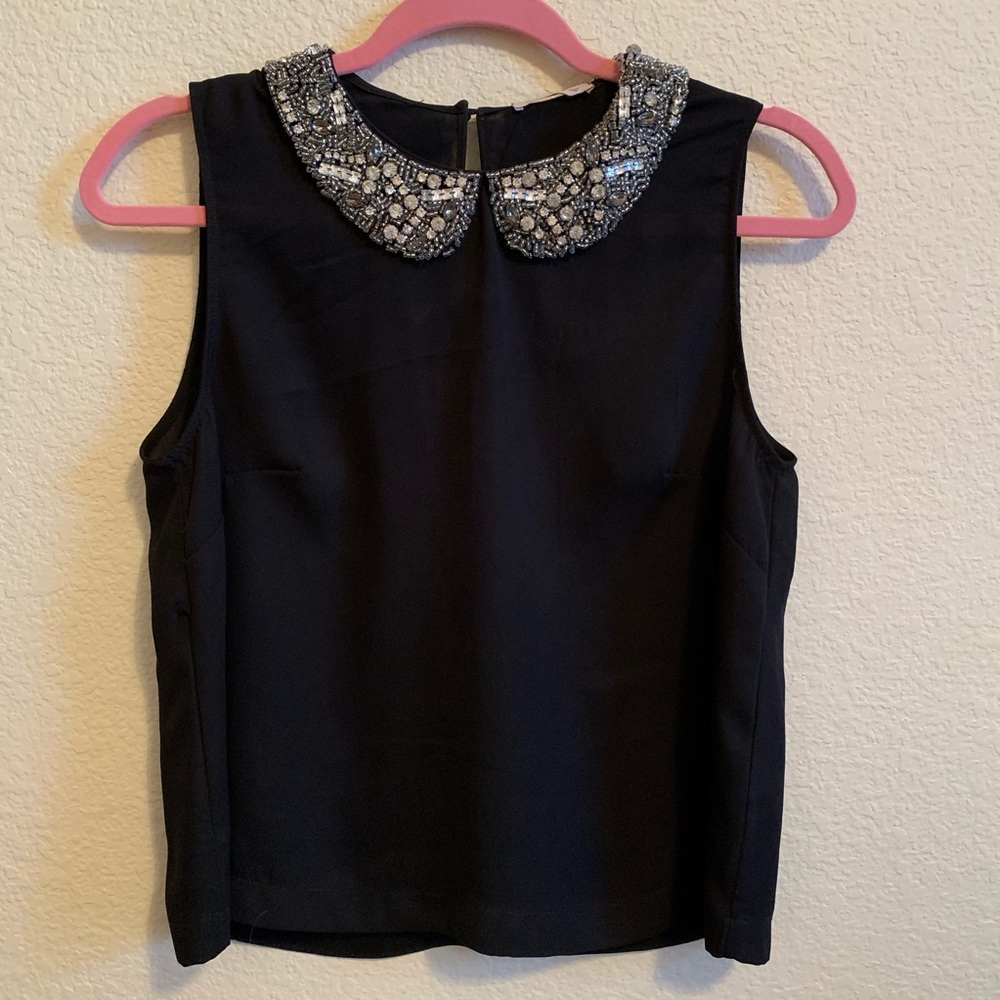Soprano jeweled beaded collar sleeveless top M